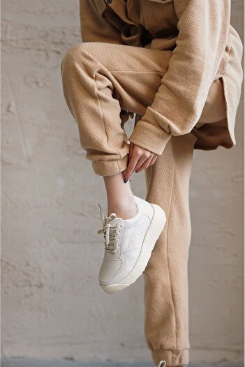 MODAADAM Women's Holy Lace-up Sneakers - Skin Leather