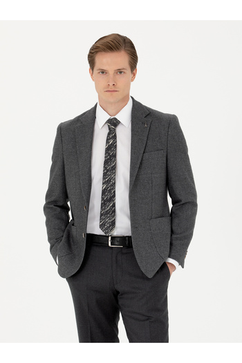 Cacharel Antrasit Slim Fit Yün Karışımlı Spor Ceket 50270156-VR006