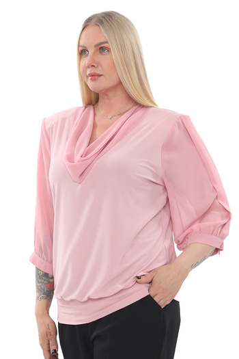 KİFAYET 22600 Degaje Collar Sleeve Chiffon Body Sandy Blouse (B103)