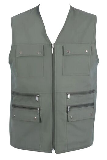 DostumGiyim Men's Gray Summer Fabric Hunter Vest with Multi Pockets