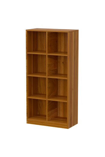 Mahmayi Wooden Display Shelves with 8 Storage Compartment, Freestanding Files, Light Walnut