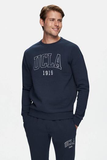 UCLA Sandhıll Синій велосипедний комір з вишивкою Шардон Луз Фіт Чоловічий світшот