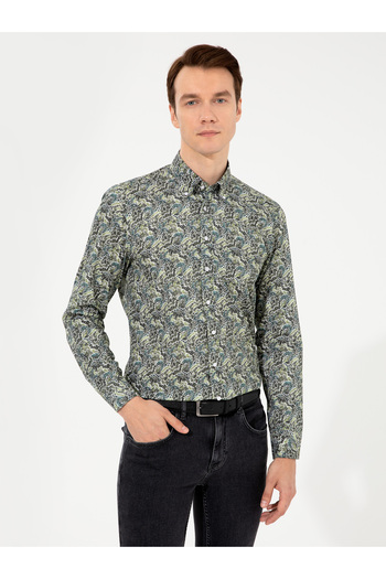 Cacharel Haki Slim Fit Uzun Kollu Gömlek 50253908-VR027