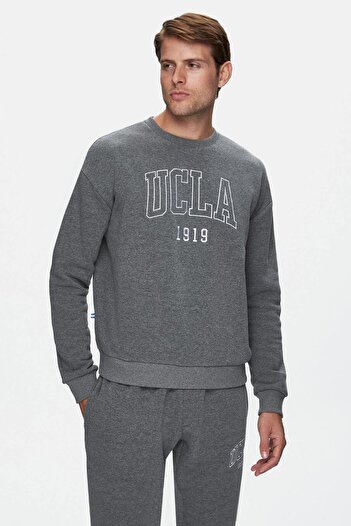 UCLA Sandhill Dark Gray - Crew Neck Embroidered Men's Sweatshirt