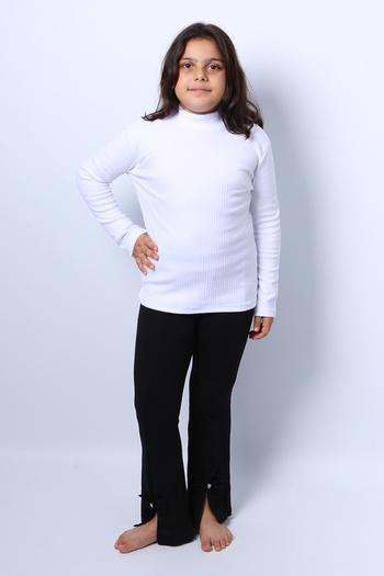 HÇM Girls' Knitwear Solid Color Fishbone Collar D1