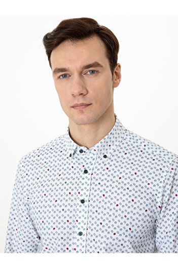 Cacharel Yeşil Slim Fit Uzun Kollu Gömlek 50247572-VR054