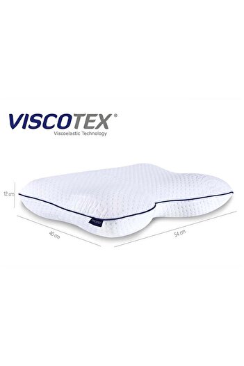 VİSCOTEX Ортопедична подушка з підтримкою шиї Visco 54x40x11 см, проти хропіння, біла