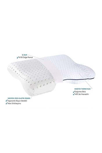 VİSCOTEX Boyun Destekli Visco Ortopedik Horlama Yastığı 54x40x11 Cm / Anti-snore Pillow, Beyaz
