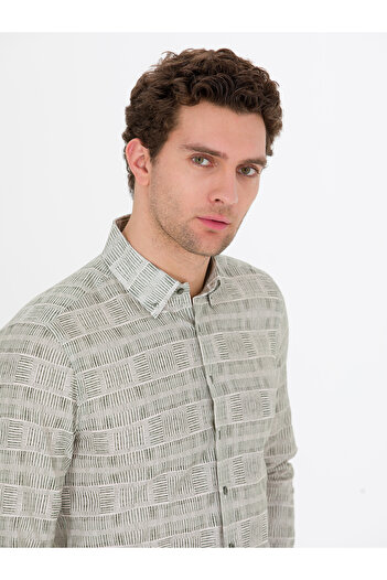 Cacharel Haki Slim Fit Uzun Kollu Gömlek 50265455-VR027