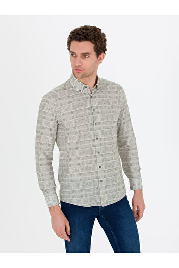 Cacharel Haki Slim Fit Uzun Kollu Gömlek 50265455-VR027