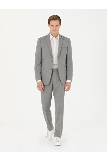 Cacharel Gri Slim Fit Yün Klasik Ceket 50270132-VR024