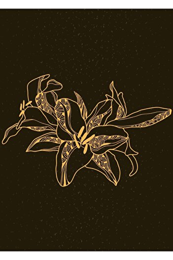 Harikabirev Gold Flower Combination - Hari Kabi Rev 001, Plexi Framed Mdf Painting Krfz