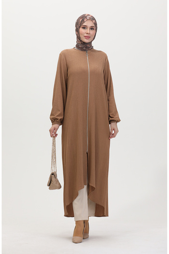 sefamerve Mink Asymmetric Cut Zippered Tunic - 1047-03