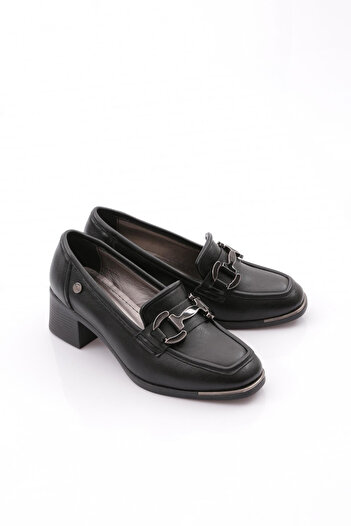 DGN Women's Buckle Heeled Black Shoes Alp 51621097