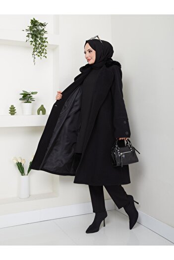 ELBİSHE Ck-1007 Model Fur Collar Stamp Coat