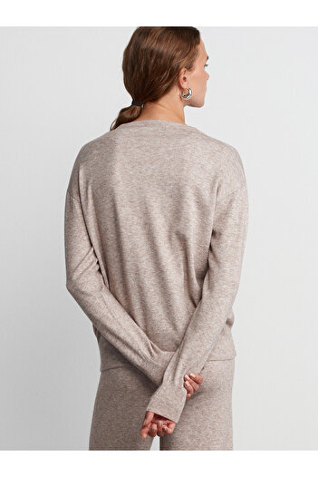 Dilvin Πλεκτό πουλόβερ 10633 Model Crew Neck Mink - Basic Design