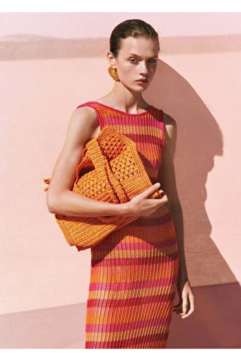 MANGO Woman Natural Fiber Shopper Bag