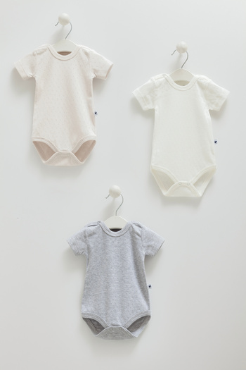 Caramell 100% Cotton 3-Piece Short Sleeve Bodysuit Set for Baby Boy