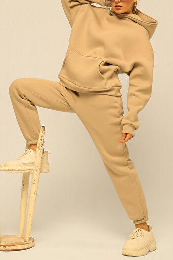 ruNadeS Γυναικείο Σετ Φούτερ Relaxed Fit Reli Leg and Kangaroo Pocket - Casually Stylized