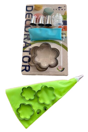 Hyd Pastry Cookie Shaping Cream Piping Bag Set 3 Cookie Cake Mold 3 Steel Tip Piping Bag