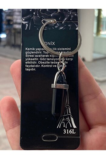 KEHRİBAREVİ KARAMAN Natural Stone Keychain Onyx Stone(It's Self-Confidence, Stability, Stress, Protection Stone)