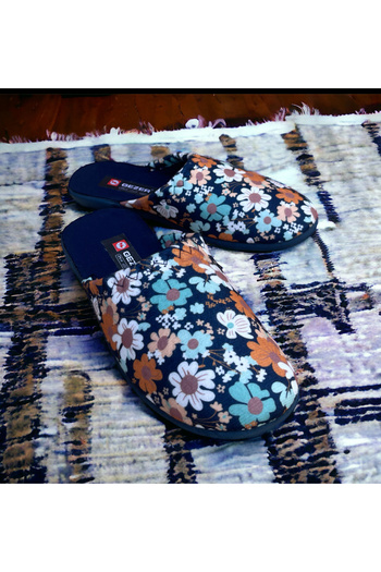 GEZER Flower Patterned Winter House Slippers Winter Misapphire Slippers