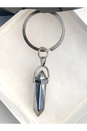 KEHRİBAREVİ KARAMAN Natural Stone Keychain Hematite Stone (Stones of Stress, Balance, Joy, Courage)