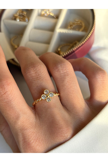 ringbox Gold Renkli Çıtır Çiçek Koleksiyon Yüzük