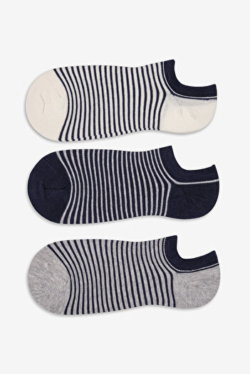 Penti Men's Dense Stripe Multicolor 3-Piece Sneaker Socks