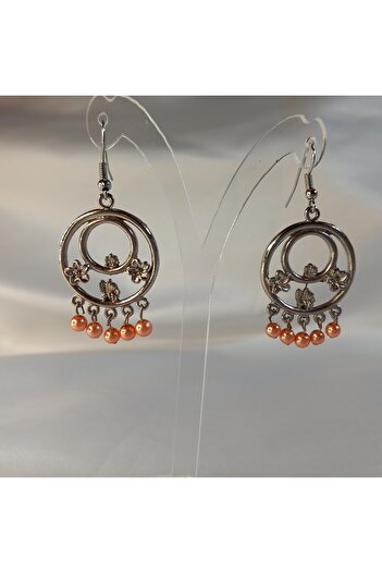 Crystal Atelier Elegant Flower Detailed Pearl Beaded Hoop Earrings