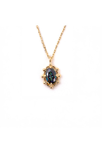 FasekGold Altın Kolye - Vintage Tasarım Mistik Topaz Taşlı Minimal 14 Ayar Altın Kolye