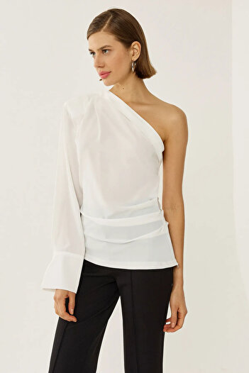 Hiccup Single Sleeve Draped Blouse