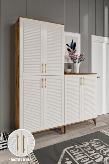 mapahomeliving Panjurlu Metal Kulp Pnj6190 Ayakkabılık 6 Kapaklı Mutfak Dolabı  Balkon Dolabı  Kiler Banyo Dolabı Ç
