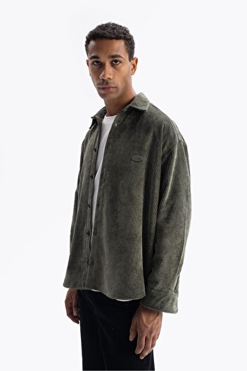 GIESTO Khaki Velvet Shirt - Stylish Design