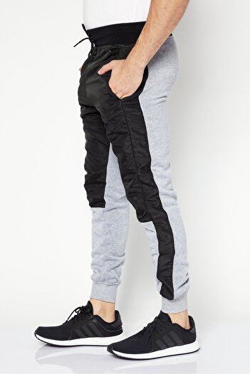 Modern Culture Men Regular Fit Colorblock Drawstring Fleece Jogger Pants, Black/Light Grey