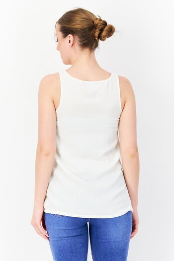 French Connection Women Scoop Neck Sleeveless Plain Top, Ivory