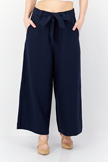 French Connection Women Wide Leg Plain Palazzo Pants, Navy