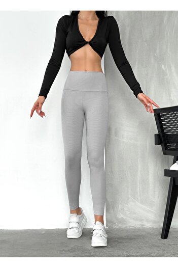 İLKCET MODA High Waist Ribbed Tights