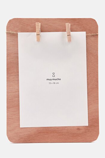Muy Mucho Photo Frame With Clothes Pins, Natural