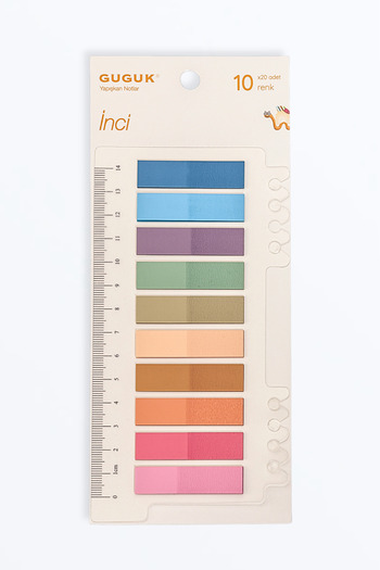 GUGUK Transparent Pet Index with 10 Colored Pearl Rulers - Post-It Sticky Note