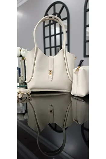 NahitaTyana Women's Hand and Shoulder Bag and Crossbody Bag, Strap, Additional Bag, Puppy, Cream Color