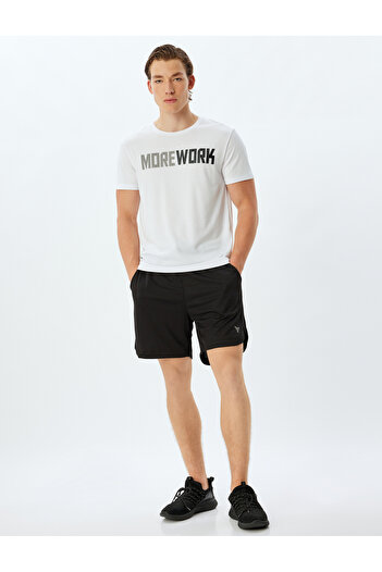 Koton Geometric Printed Sports Shorts with Leggings - Lace-up Waist and Pocket Detail