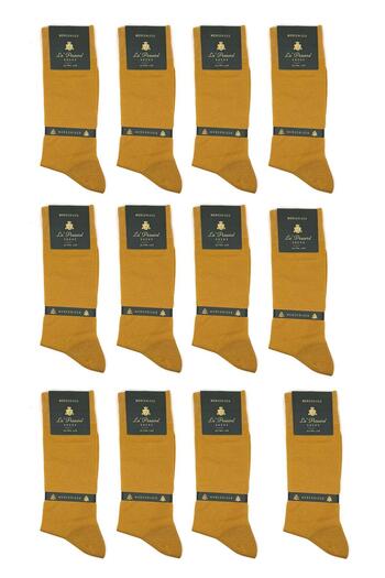 La Pescara La'Pescara Ultra Luxury 12-Piece Men's Socks Set - Mustard Mercerized Crp287