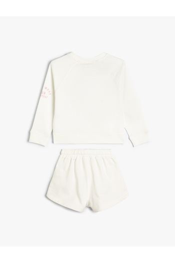 Koton Cotton Set of 2 Sweatshirts and Shorts - Slogan Printed