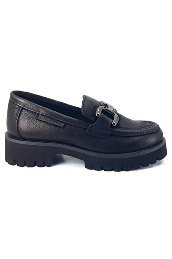 Mammamia D25Ka-3175 Black Nubuck Leather Women's Loafer Shoes