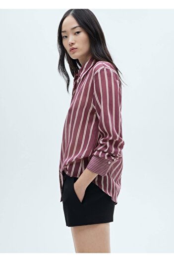 MANGO Woman Striped Lyocell Shirt