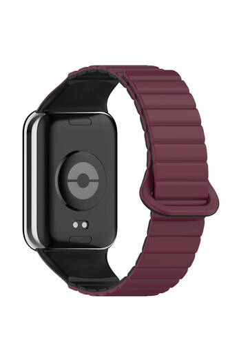 szr store Xiaomi Redmi Watch 4 Silicone Cord Zore Krd-105 Strap Strap-Dark Red-Black