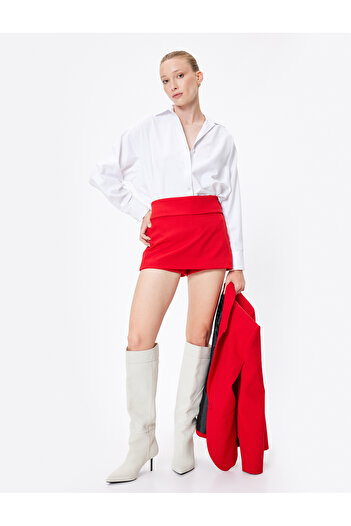 Koton Low Waist Slim Fit Button Detailed Mini Shorts Skirt