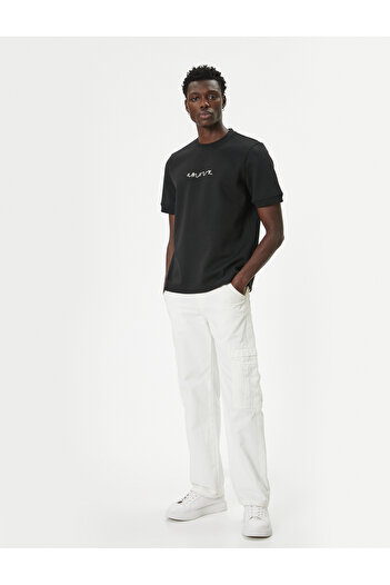 Koton Μπλουζάκι με λαιμόκοψη Crew Cotton Blend - Κοντομάνικο Oversize T-Shirt