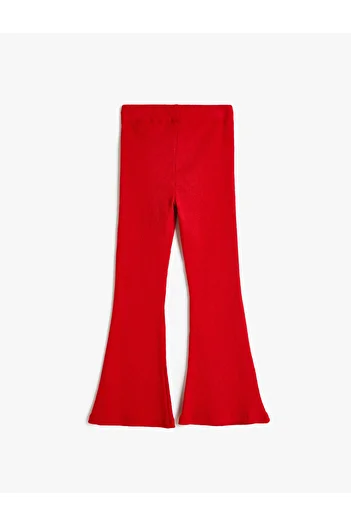Koton Hose mit ausgestelltem Bein, geripptem Schlitzdetail und elastischem Bund
